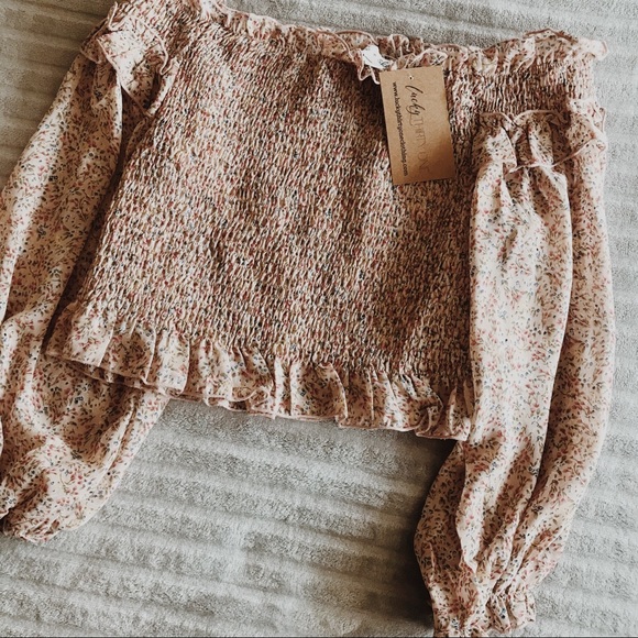 Free People Tops - pink floral off the shoulder top